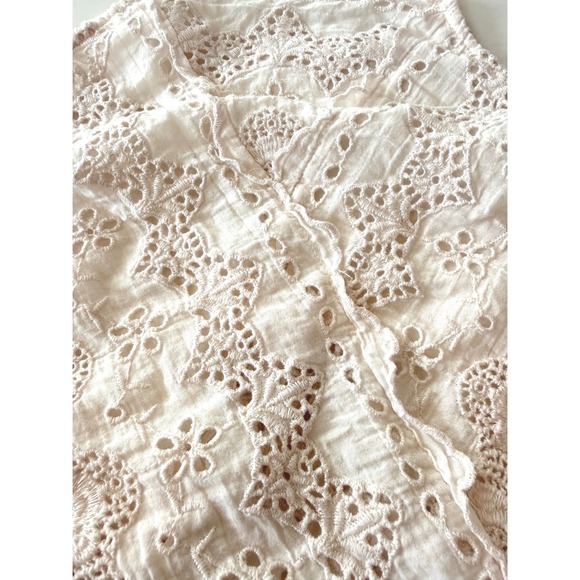 American Eagle‎ Womens Halter Crop Top Cream Cotton Eyelet Lace Size L Boho - Picture 2 of 8